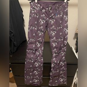 Burton The White Collection Womens Purple Floral Snowboard Ski Pants Size XS